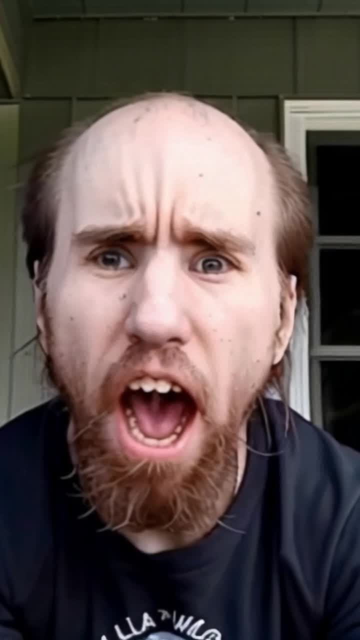 Cyraxx a skinny sickly goblin looking guy yelling insults from the porch with diamond encrusted silver Cuban chain necklaces falling out of the sky like rain, 