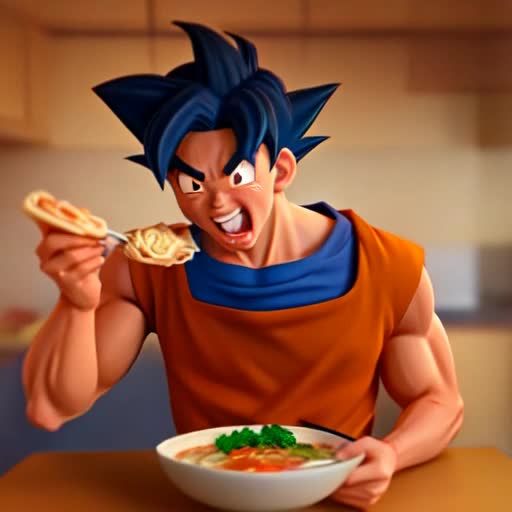 Goku eats ramen