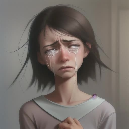 Girl turning her head crying
