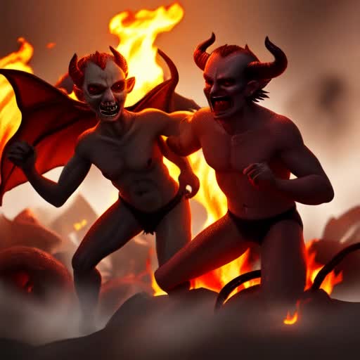 Fire and demons in hell