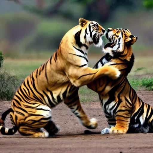 Wild animals fighting for each other.lion & tiger  are fighting for each other.