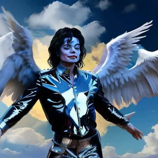 Michael Jackson with angel wings heaven sky