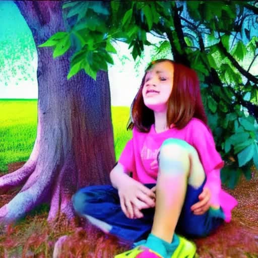 Video  explaining about a story of a girl sitting under a tree and telling help me 