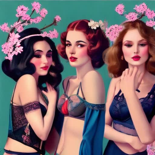 Enchanting Lingerie Elegant Women Blossom in Surrealist Art