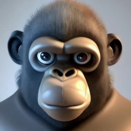 3D animation, minute-long, small gorilla, playful avoidance of tasks, office environment, comedic elements, hide-and-seek with paperwork, exaggerated sneaky movements, light-hearted background music, seamless loop, cartoon-style, bright and colorful, advanced rigging and facial expressions, high-quality textures, dynamic camera angles, professional lighting effects, Pixar-like rendering