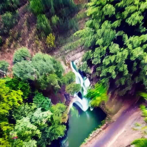Panoramic mountain vista, cascading waterfalls, emerald green forest, wildlife in natural habitat, time-lapse from dawn to dusk, birds-eye view, drone footage quality, serene river snaking through landscape, gentle breeze swaying treetops, sun glinting off dew drops, ambient nature sounds, 4K cinematic video