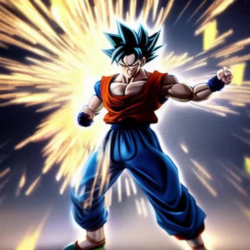 Goku in Ultra Instinct form, intense battle scene, dynamic action poses, powerful energy blasts, shredded combat attire, silver hair flowing, aura exuding sparkling particles, epic showdown, mountains crumbling, dragon ball anime aesthetic, by Akira Toriyama, animated video clip, 4K resolution, fluid animation, enhanced special effects, battle cries, immersive sound effects, cinematic camera angles