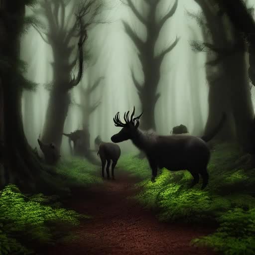 Dark forest with somany animals
