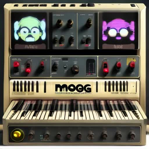 Moog Korg animated modular synth destroys mankind and takes over the earth Bearing the face of God 