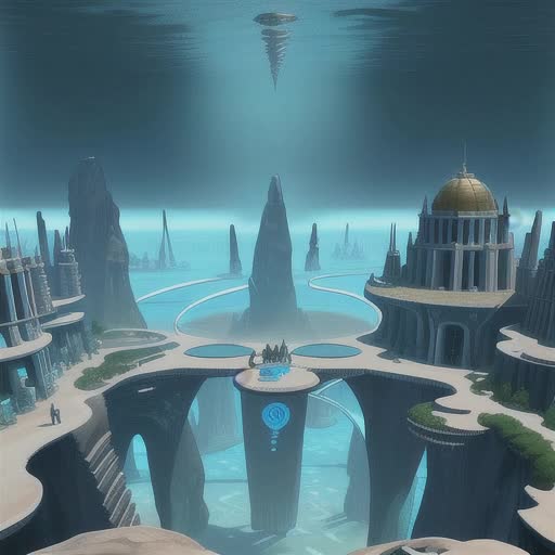 Underwater there is AIR, unaware of the master, the robotic artificial intelligence city governed by HU StarHu, created designed by artists, ancient realms, ancient knowledge, ancient truth, holographic Atlantis, 8K resolution 