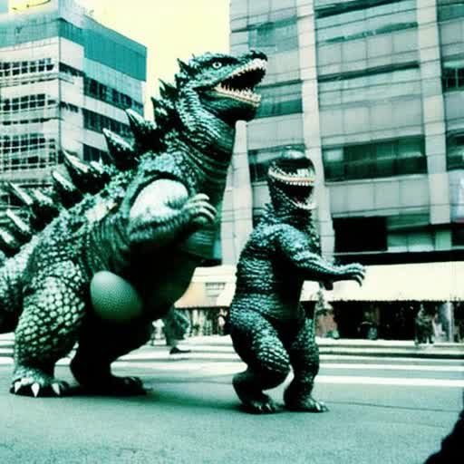 Godzilla marching through tokyo like a big playgroundGodzilla marching through Tokyo like a big playground.