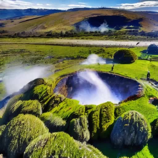 New Zealand's breathtaking landscapes, majestic mountains, lush forests, pristine lakes, traditional Maori culture, kiwi birds in their natural habitat, Hobbiton-like countryside, dynamic geothermal areas with geysers and hot springs, cinematic 8K drone video footage, sound of nature, ambient soundtrack