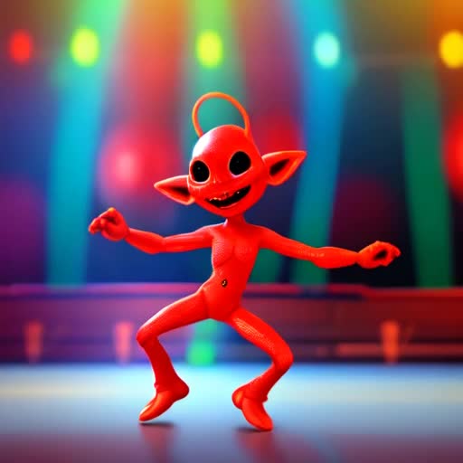Red alien is dancing 