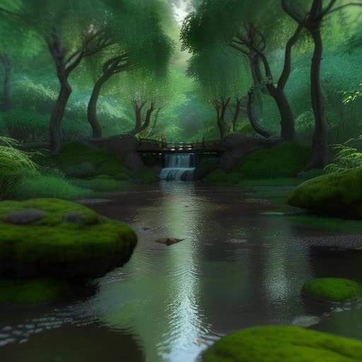 Serene creek with babbling waters, miniature waterfall cascade, moss-covered rocks, endless loop, reflection of dappled sunlight on water’s surface, ambient forest sounds, looped nature video, 4K resolution, high frame rate for smooth motion, sounds of water and chirping birds, subtle movement of leaves in the breeze, ultra-realistic