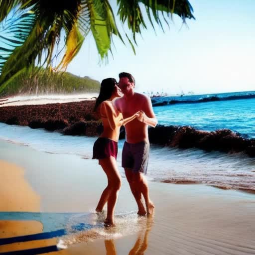 Romantic couple having fun in beach 