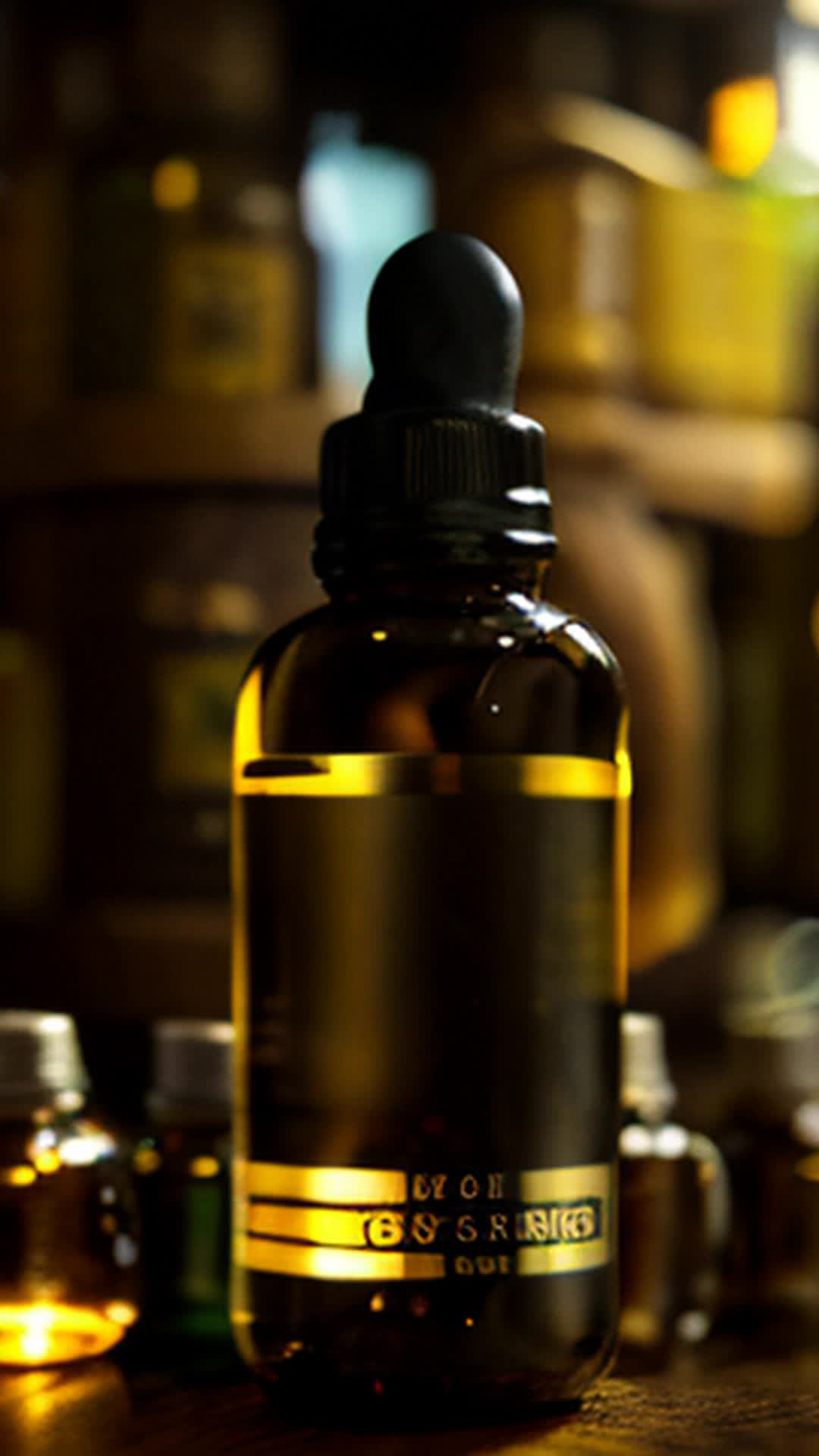 Modern sophisticated beard oil blends, inclusion of traditional ingredients, ancient rituals connection, contemporary bottle design, jojoba, tea tree, essential oils, detailed and sharp focus, close-up, soft lighting, rendered by octane