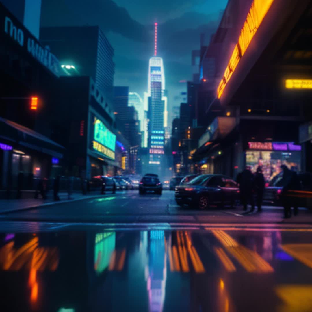 Neonlit cityscape, bustling futuristic metropolis, vibrant street markets, characters with cyberpunk outfits, holographic advertisements, hightech gadgets, electric energy in atmosphere, night time, glowing lights, rainslicked streets, dynamic action sequences, stylish combat moves, panoramic shots, dramatic angles, intense closeups, rendered by Octane, intense and vivid colors
