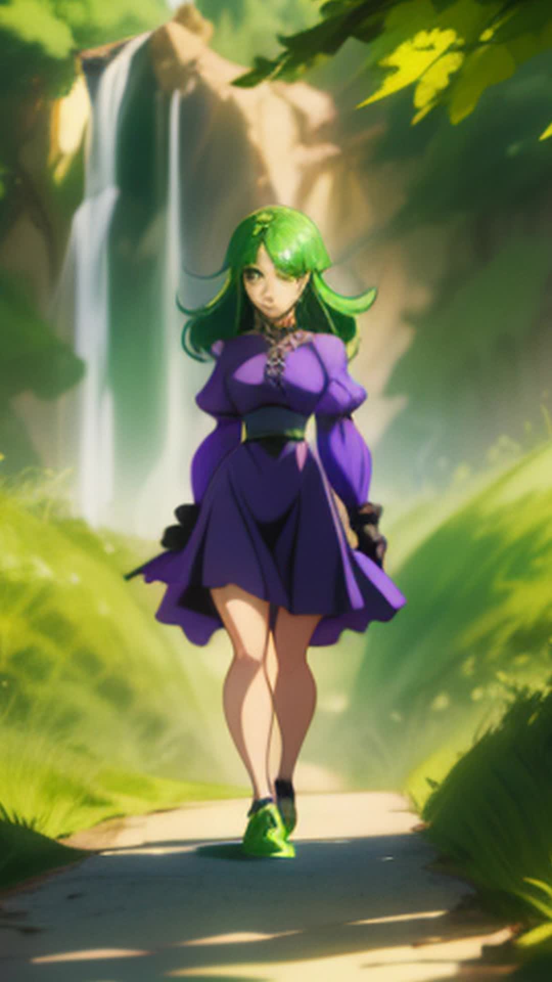 Diana A walks down the path all around Her are poisonous flowers everywhere she The purple she is very careful to avoid them when she finally makes it to where she sees mountain made out of emeralds which is the most dangerous thing for the royal family but as she steps on it she realizes its its that magically looks like emeralds