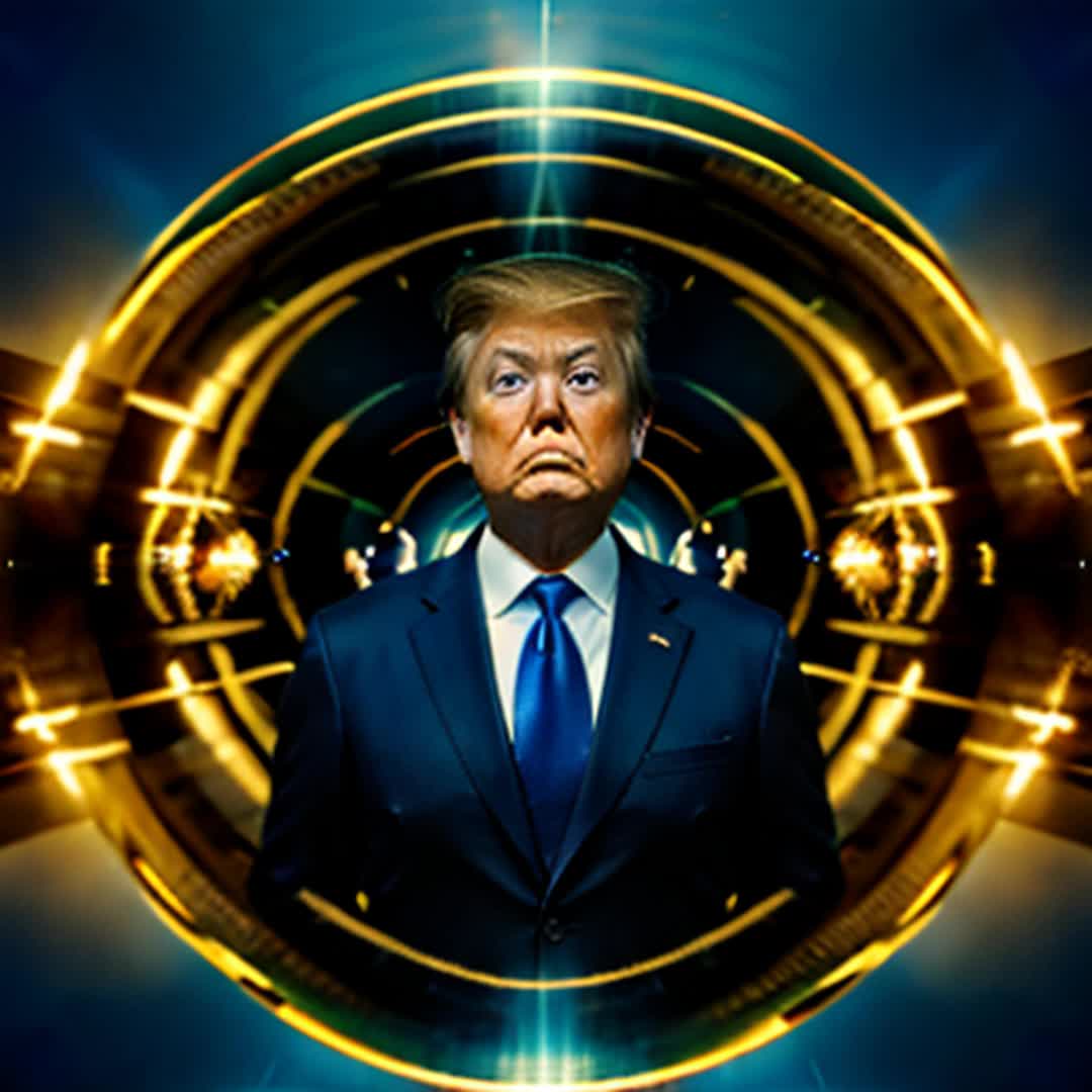 Donald Trump is sucked into a dimensional portal and is surrounded by floating heads of Joe Biden popping out of round  portals, round portals opening and closing, surrealist theme, 8K