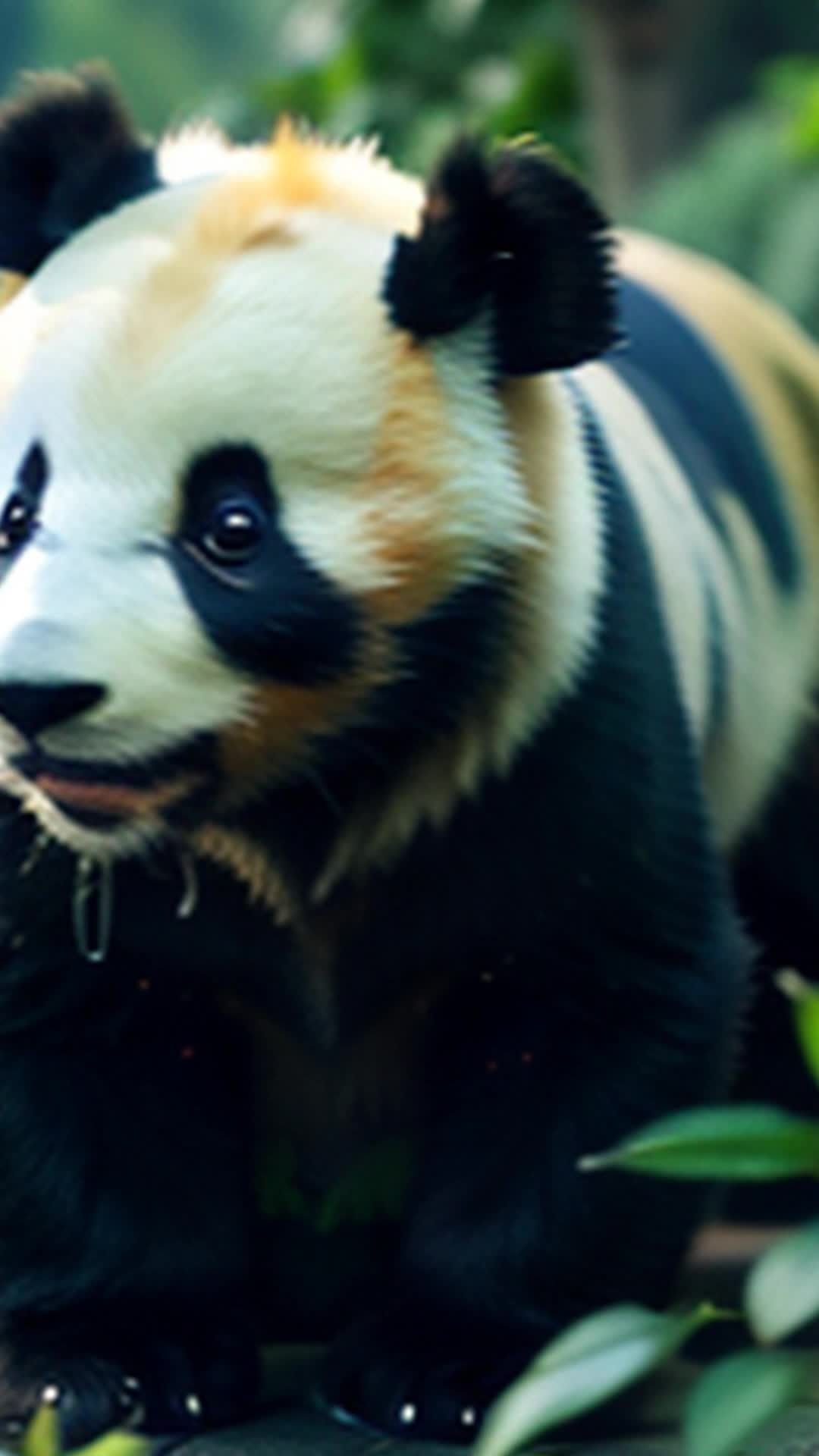 Cute panda enjoying in garden 