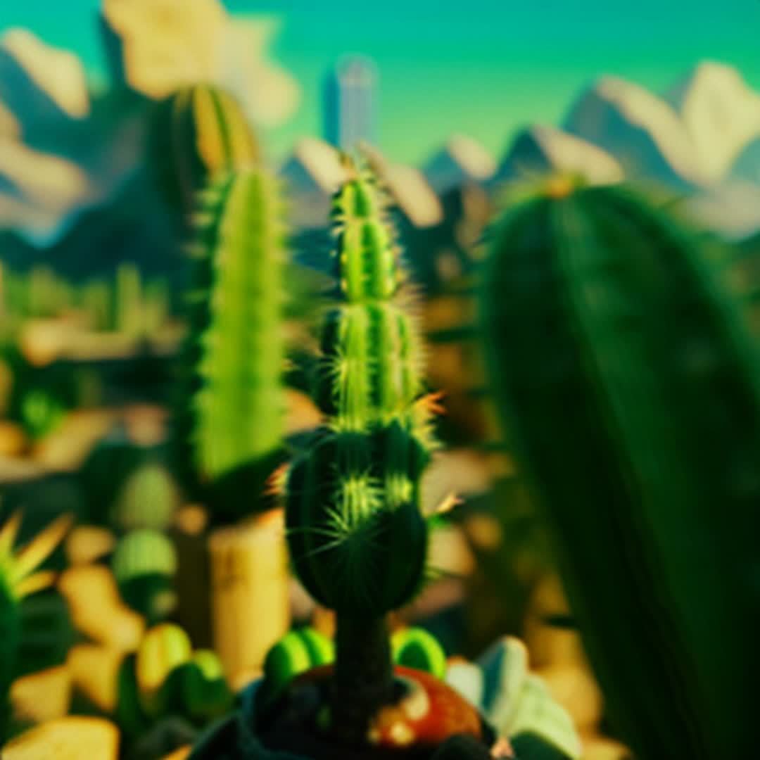 Rogue cactus cocoon spinning wildly dribbling ketchup fpv bizarre green skyscraper-like cacti