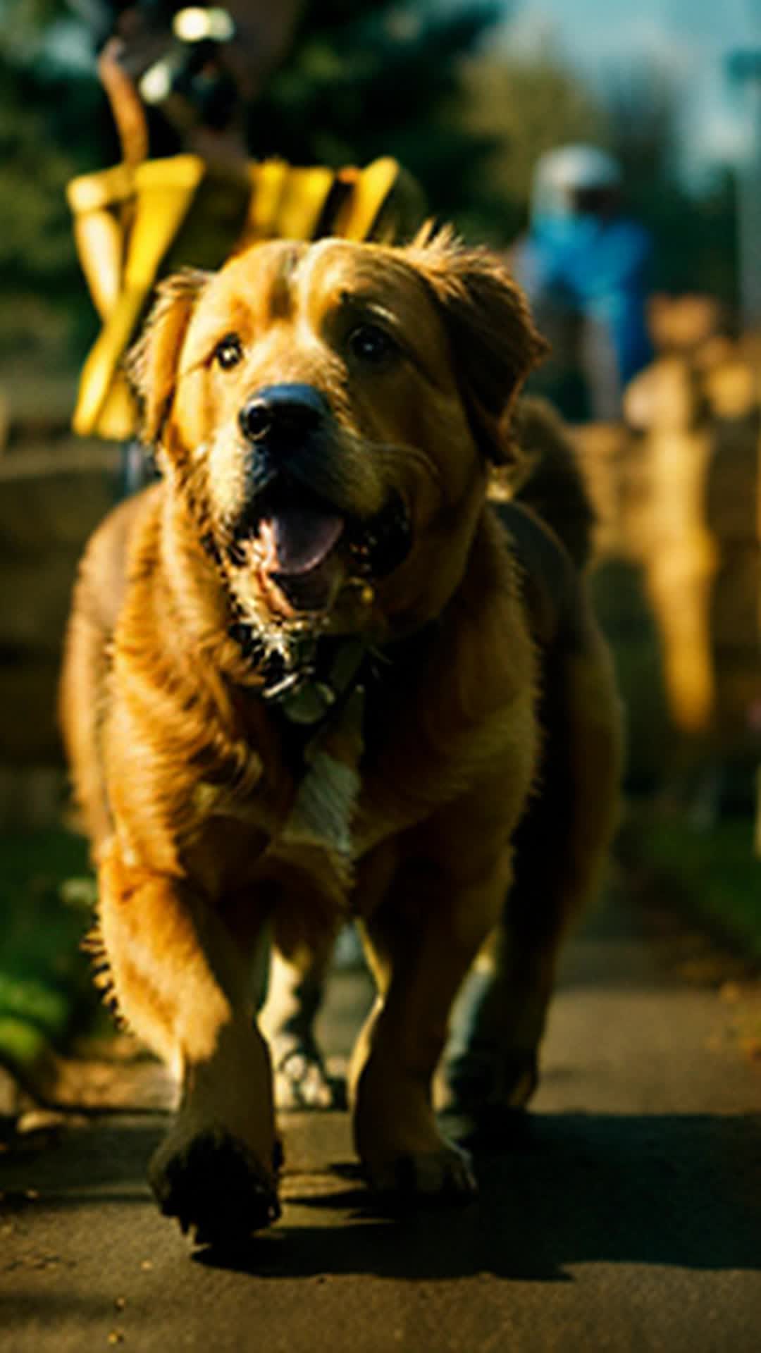 Cameras capture determined Golden Retriever running fpv global audience inspired by pet fitness