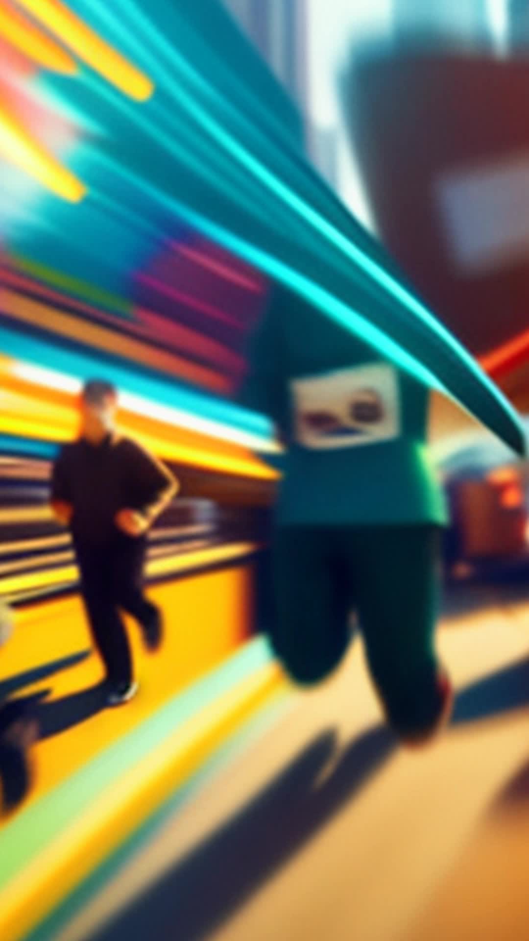 Futuristic runner Ava bio-engineered agility dashing through crowded market close up bustling futuristic marketplace