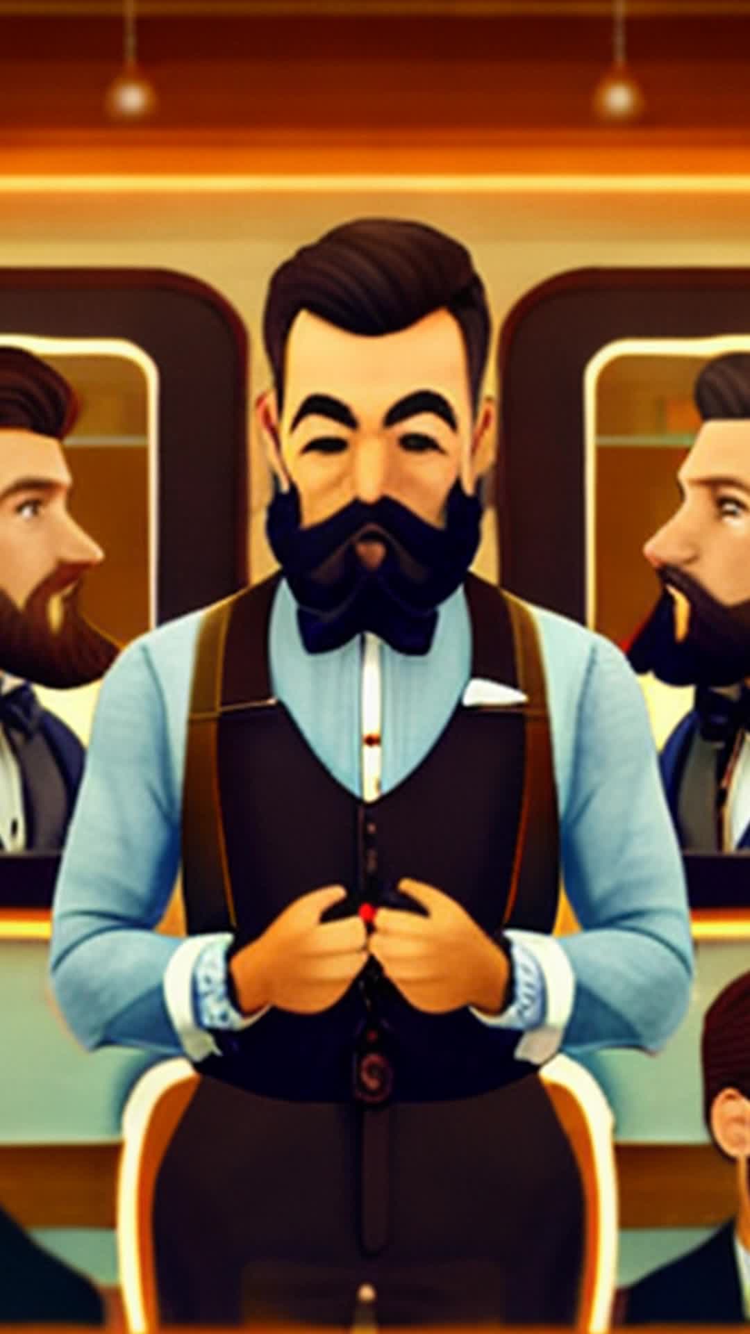 Healthy lustrous beards reflecting historical grooming practices fpv vibrant modern barbershop