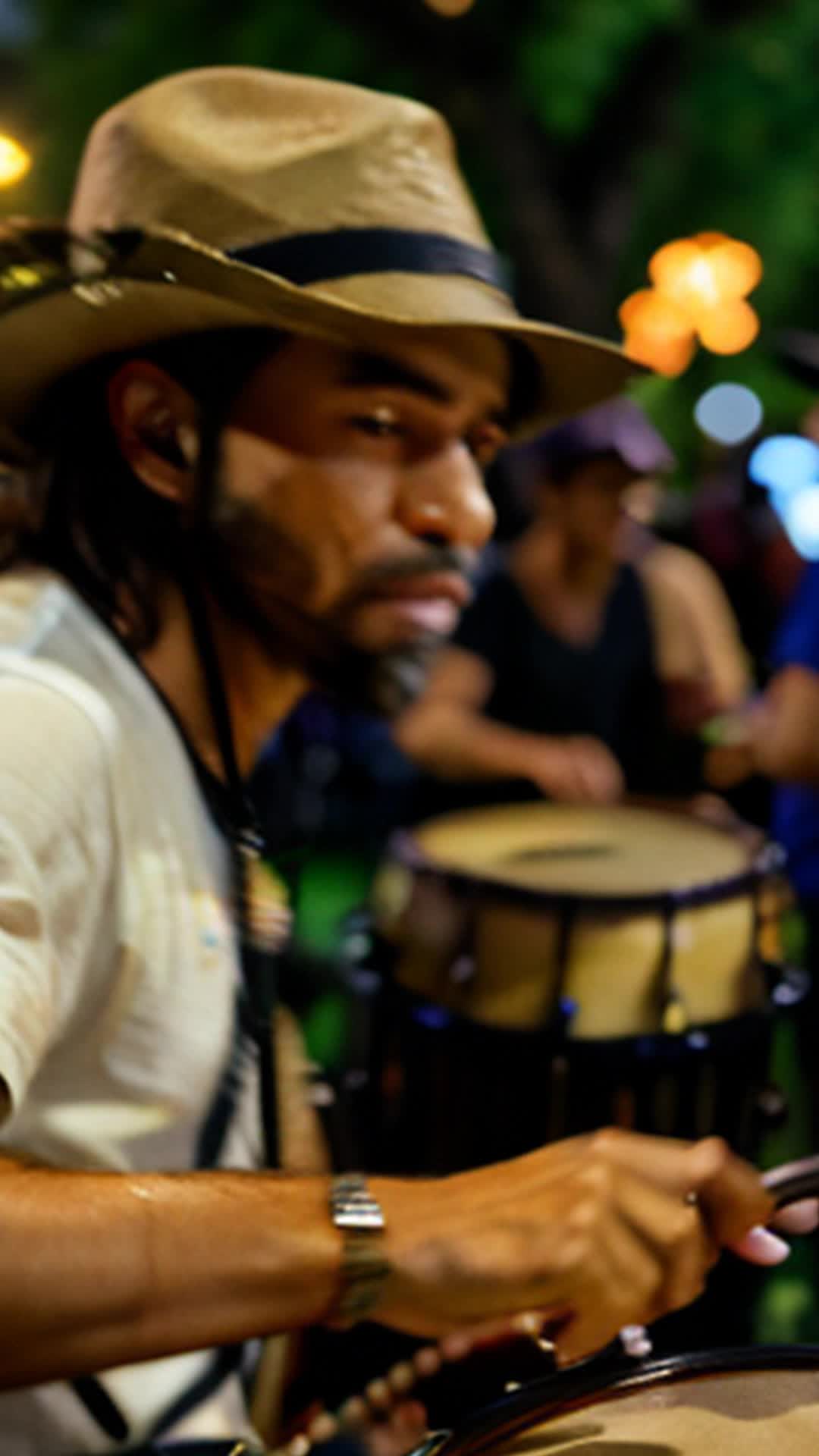 Luna Rivera renowned pop star rhythmic drumming close up Zilker Park evening