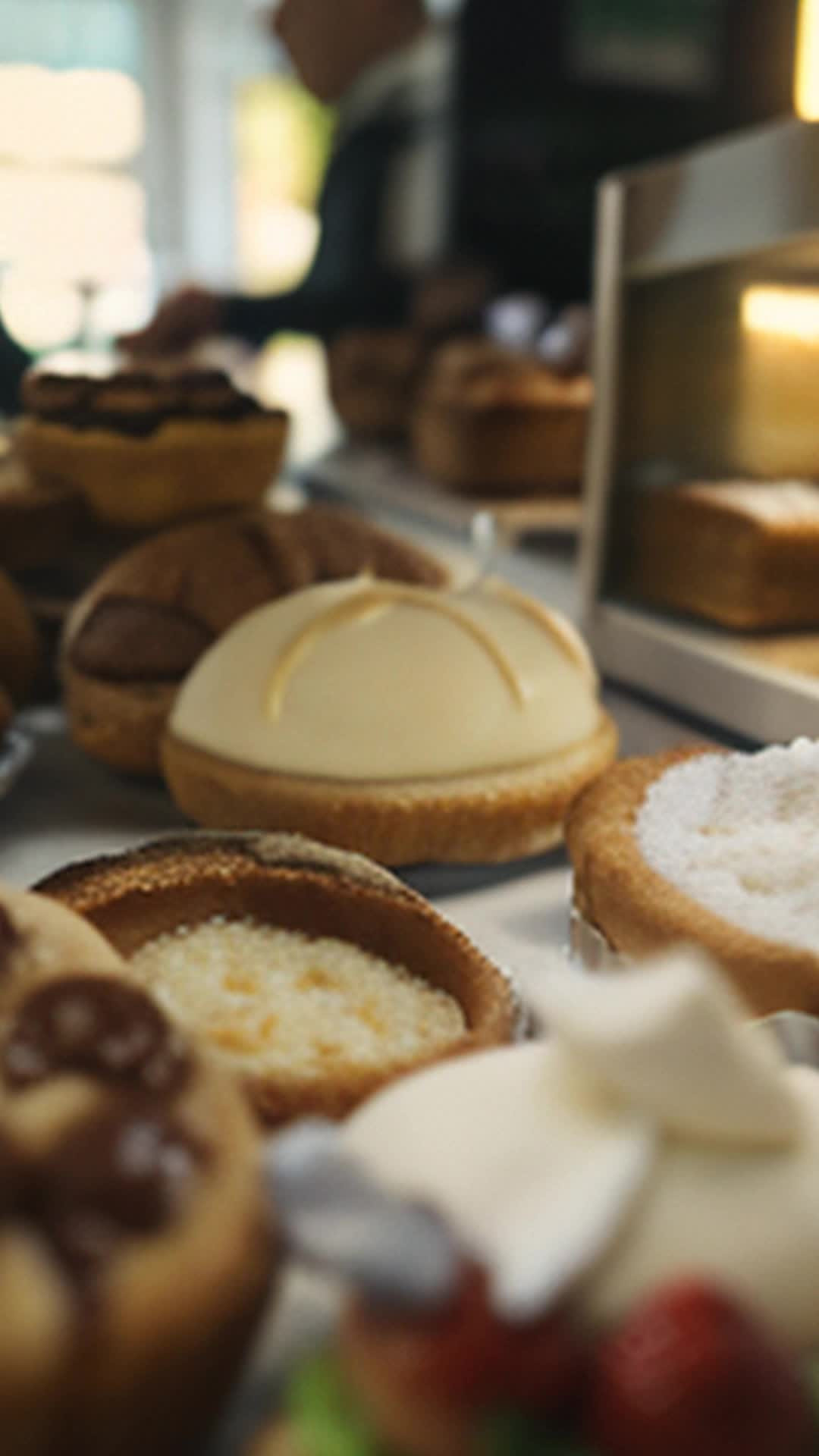 Supportive friends in flour clouds fpv bonding over shared struggles amidst sweet bakery aromas