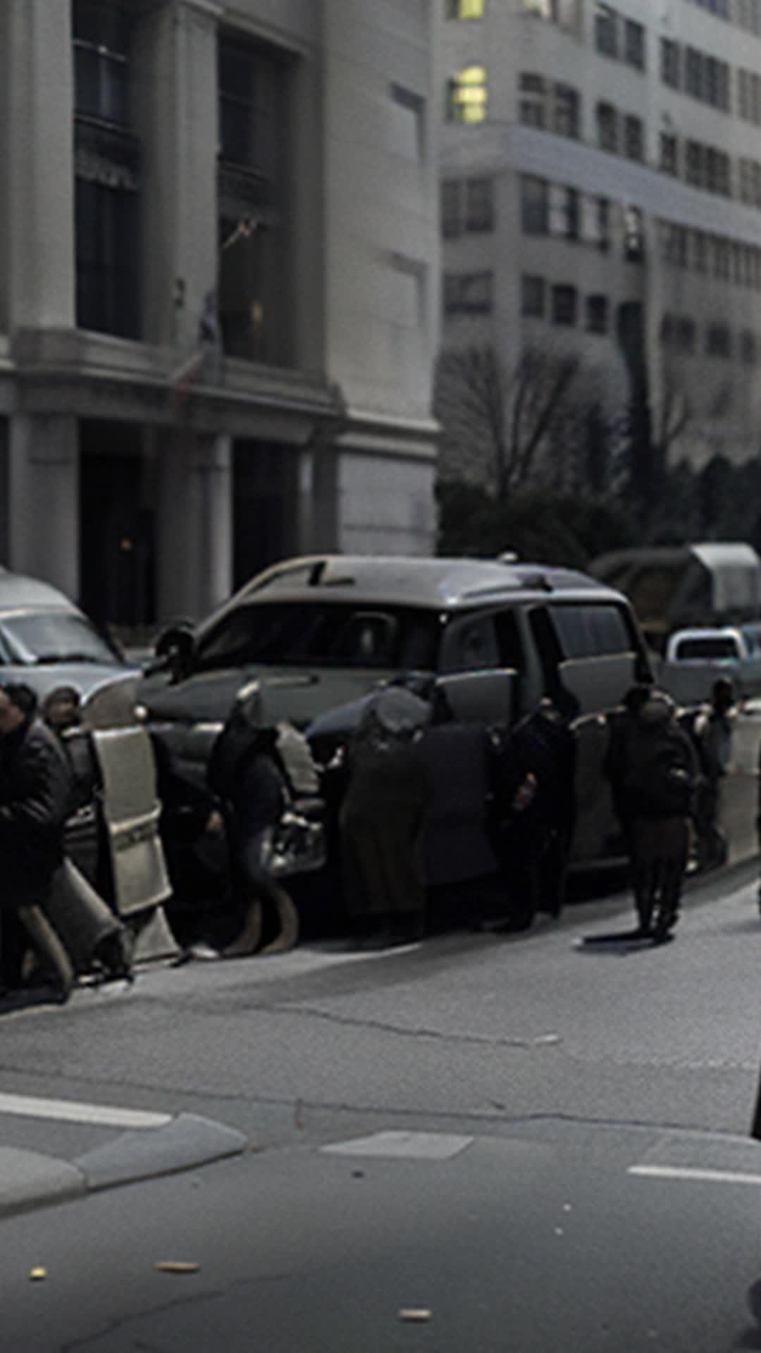 Panicked citizens besieging banks, Federal Reserve officials in urgent strategy meetings, wide angle, chaotic urban streets during the Great Depression