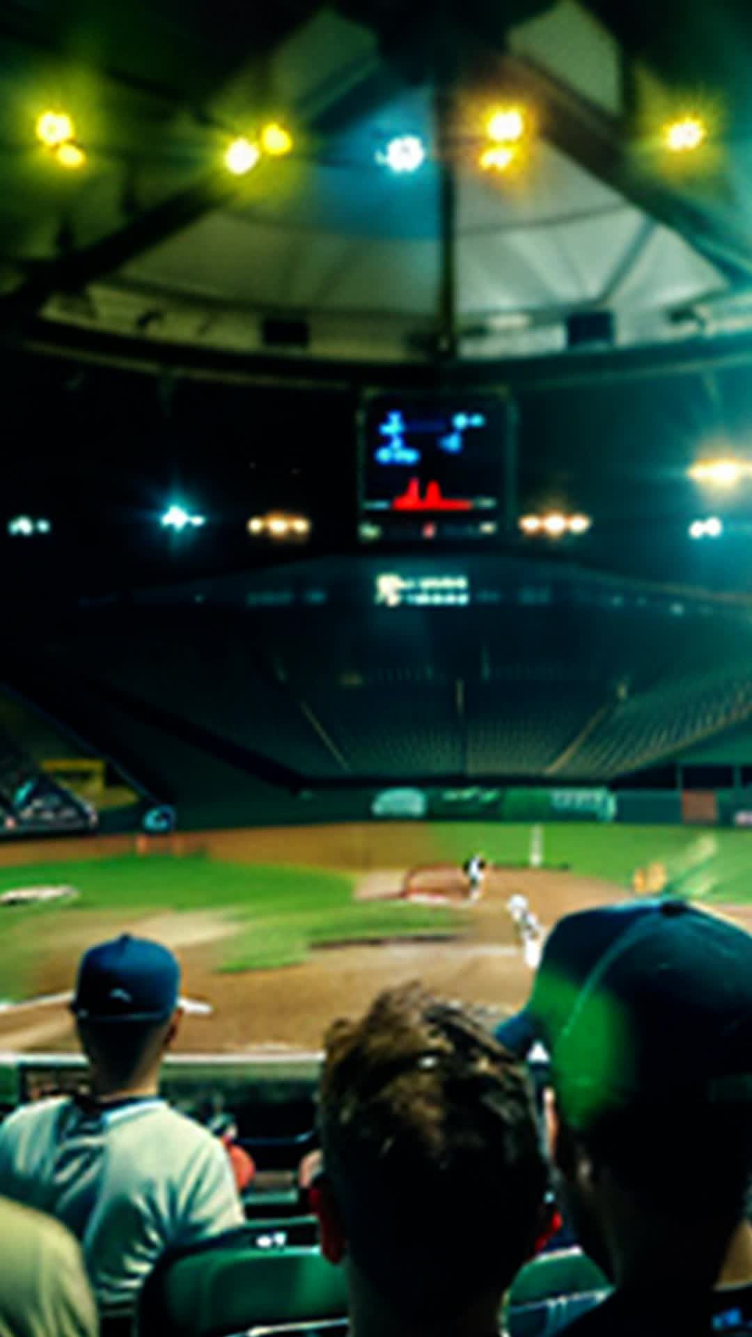 Crowd at baseball game, Cheering and roaring, Wide angle, Stadium filled with excitement and noise