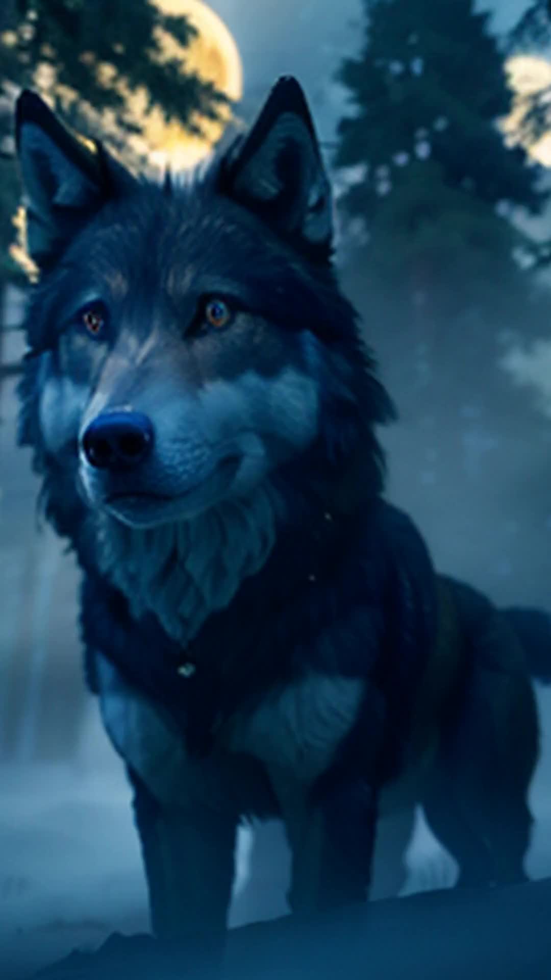 In the foggy highlands of Scotland, a mystical wolf named Fenrir emerges only during the rare solar eclipse, guiding lost travelers to safety with its glowing eyes and uncanny sense of direction.