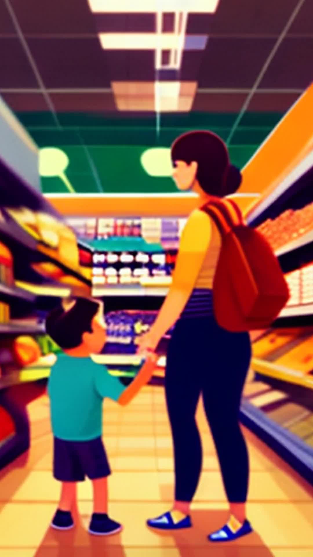 At the grocery store, instead of handing her son a tablet, a mother engages him in a scavenger hunt for items on their list, which not only keeps him entertained but teaches him valuable organizational skills and patience.