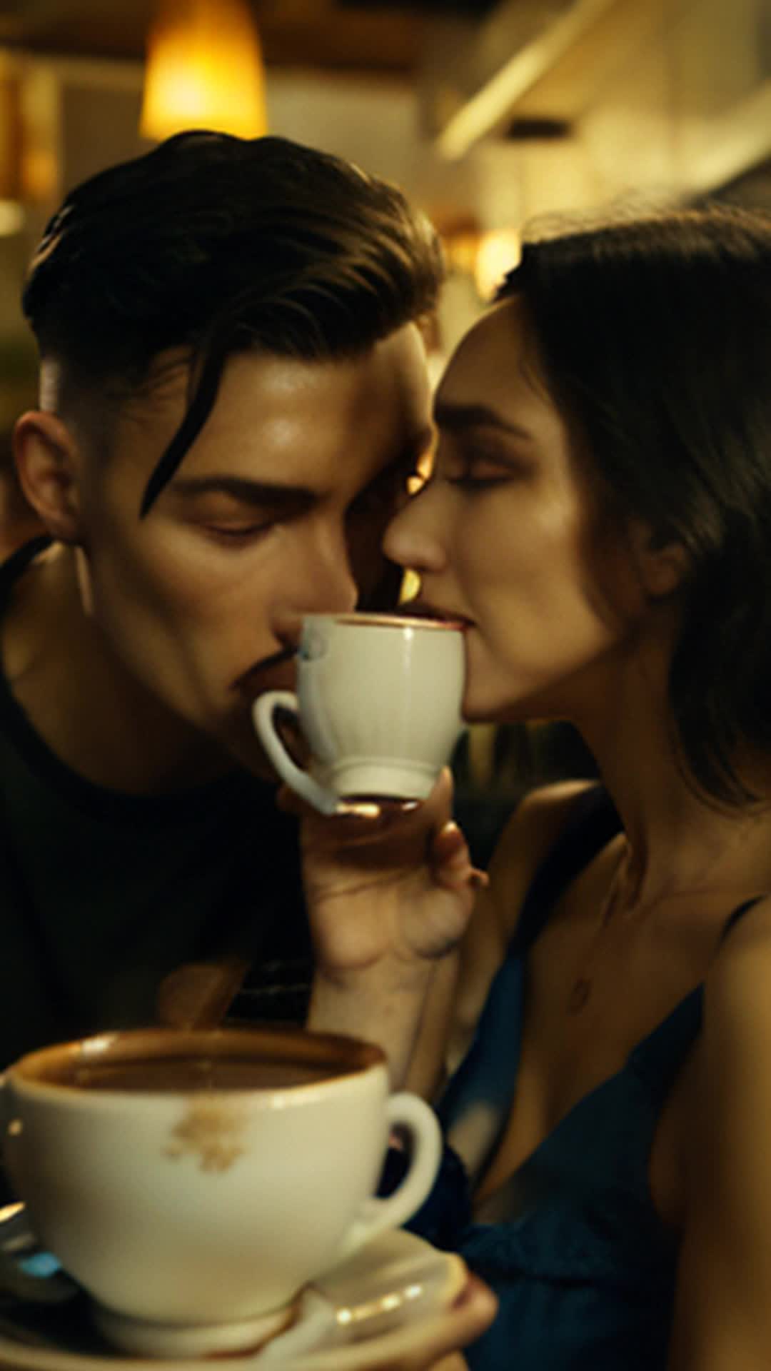 Promotional video A couple in there twenties enjoying a cup of fresh brewed organic coffee Vox Lux the subtle falsetto of my illumination 