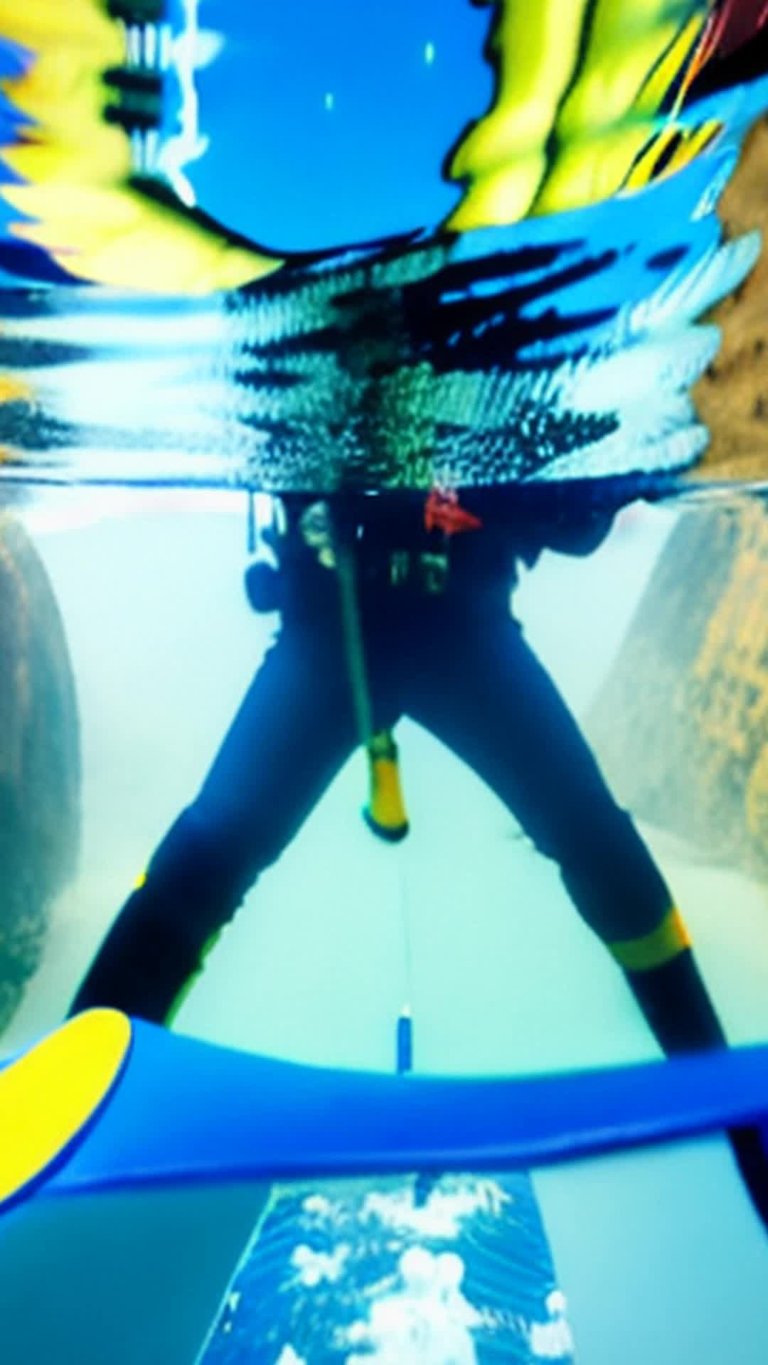 Colossal shadow beneath water's surface captain springing into action rallying crew for battle fpv view from boat looking down into deep blue mysterious ocean