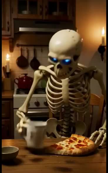Skeleton doing everyday things 