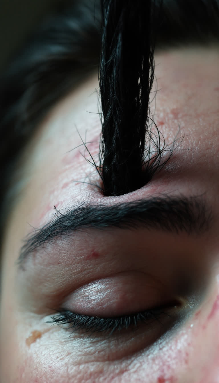 The spot on your forehead over your pineal gland itches You check a mirror and see a long black hair You pull, and it comes out like a long knotted string You feel each knot as it passes through the hole in your head, like morse code