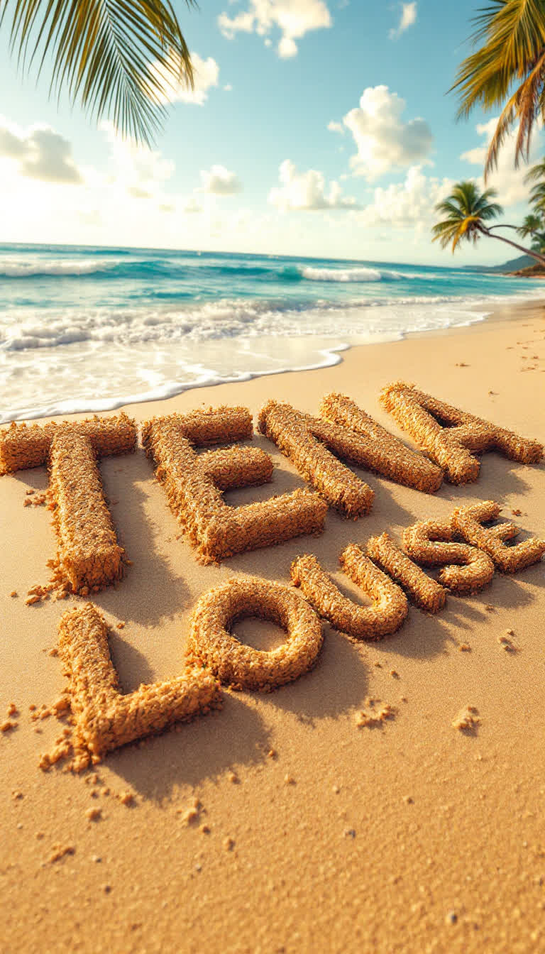 Write the name TENA LOUISE IN SAND ON A BEAUTIFUL BEACH