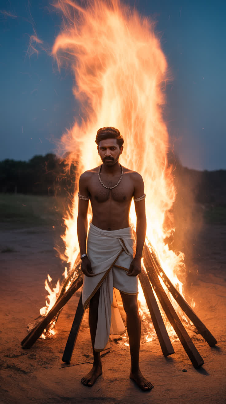 Indian man being burned alive
