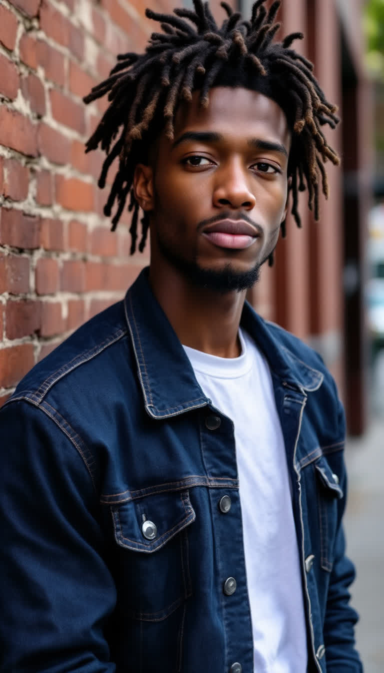 African American man with spikey styled dreadlocks 