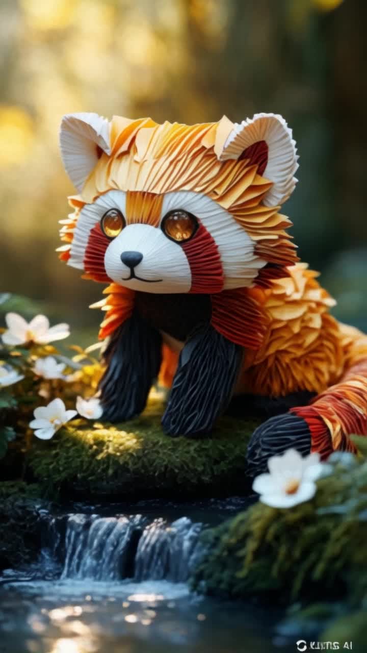 The red pandas tail flicks gently