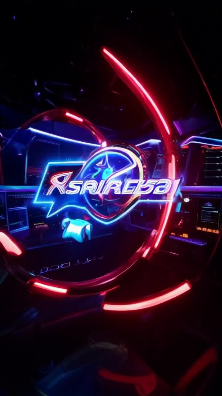 Vibrant logo AC Live Games glowing with energy surrounded by swirling neon lights pulsating to a techno classical soundtrack colorful game controllers floating around creating an immersive gaming atmosphere sleek virtual screens displaying lively graphics in warm inviting hues enhancing excitement and engagement dynamic animations bringing logo to life setting the stage for an unforgettable experience