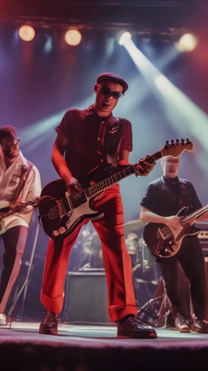 1990s ska band, focus on guitarist, on stage