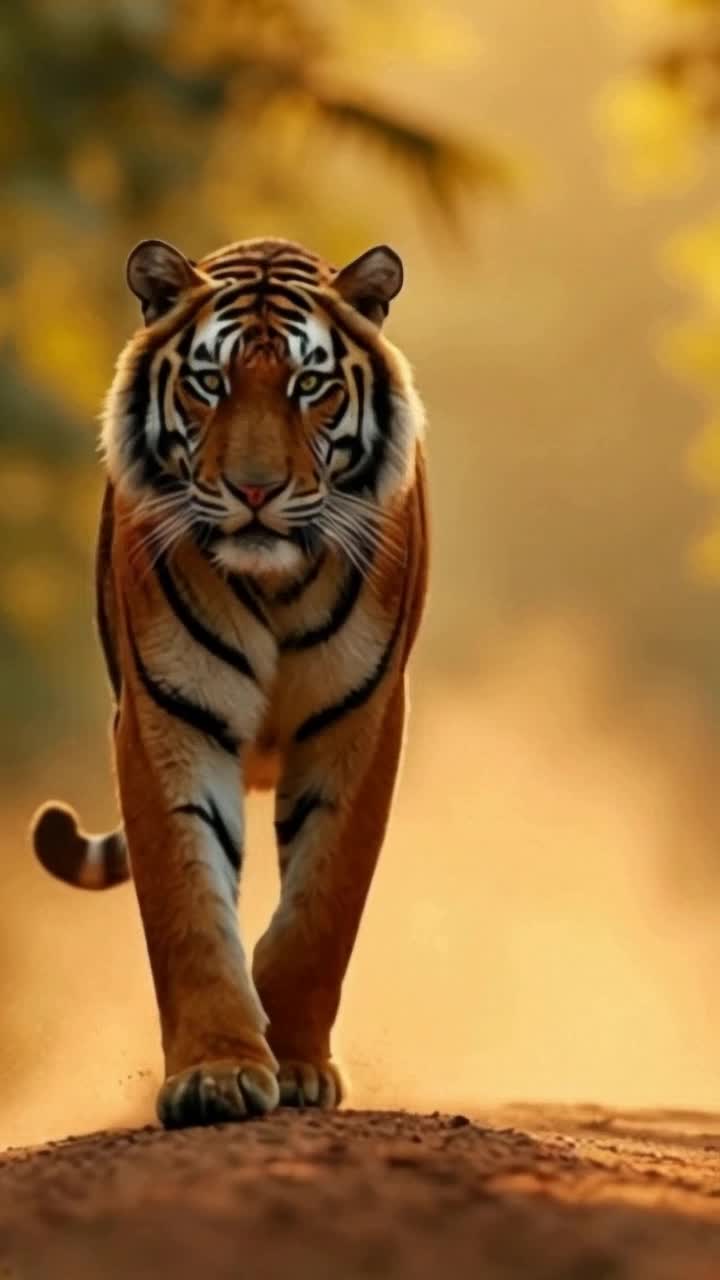 Two realistic tigers in a jungle, growling fiercely, then suddenly one tiger jumps on the other, both start fighting with roars, claw attacks, and intense motion, dust flying, aggressive wild behavior, cinematic lighting, slow motion effects, 4K realistic animation
