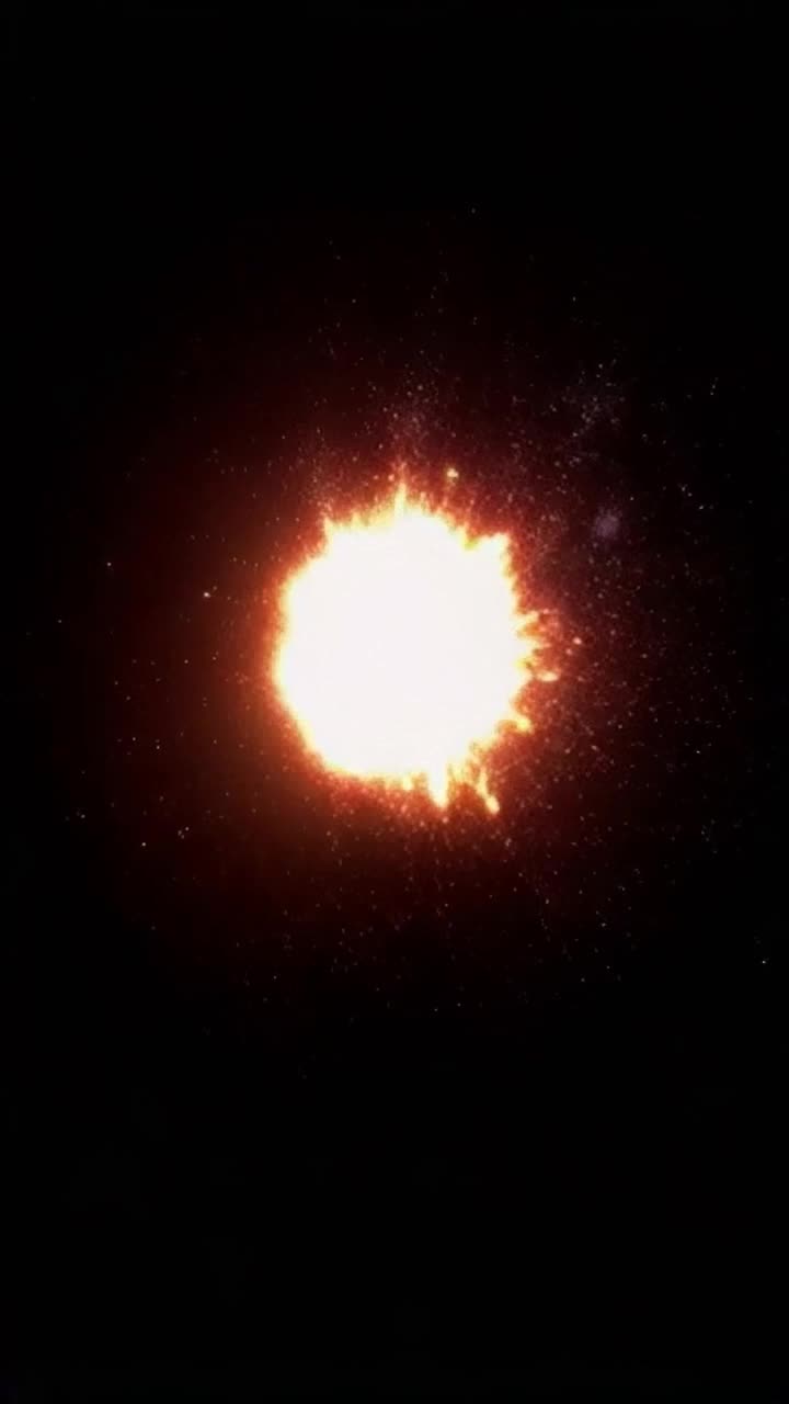 Animation or still of a peaceful, dark void, with the sudden explosion of light Big Bang 
