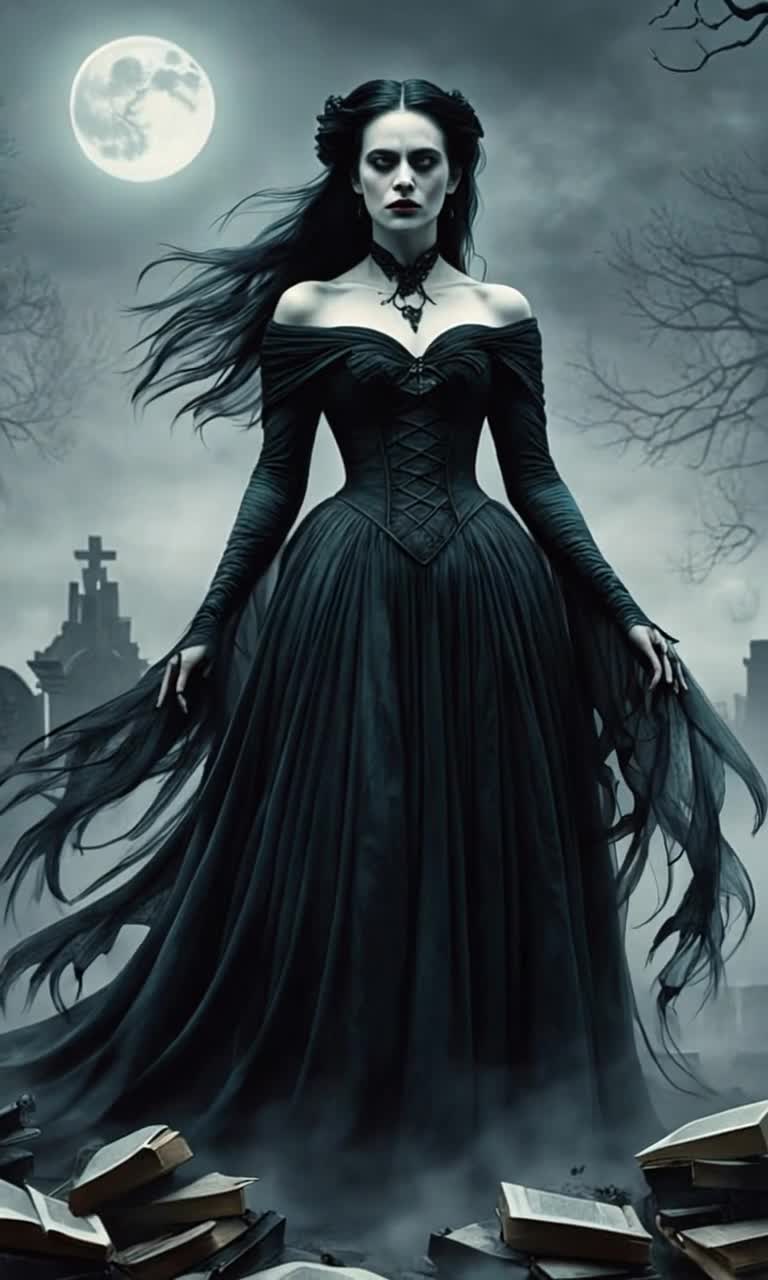 She sings in a deep melodic and mysterious tones as if a siren in the fog choked night, fabric floats in a slight ghostly breeze ominously haunting,