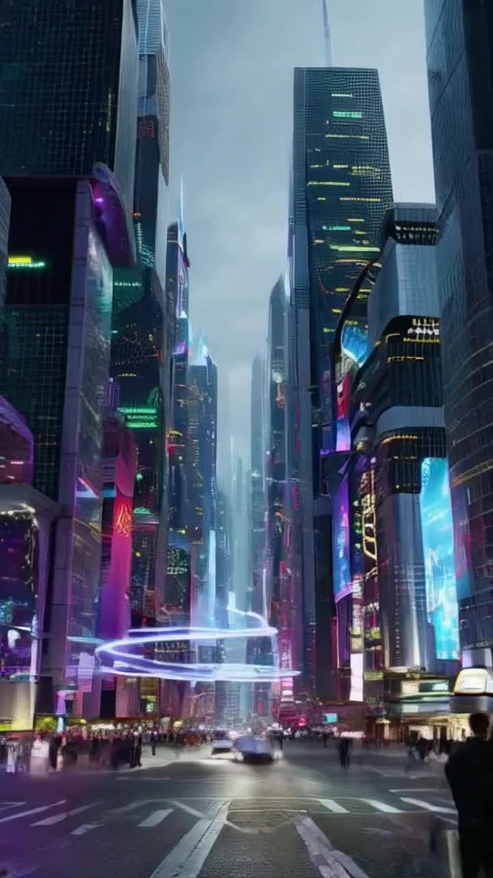 Cyberpunk cybergoth cybergothic trippy psychedelic surreal cinematic hovercraft flying cars driving in a futuristic HITECH urban cityscape city neon exhaust billboards car truck hotrod sleek