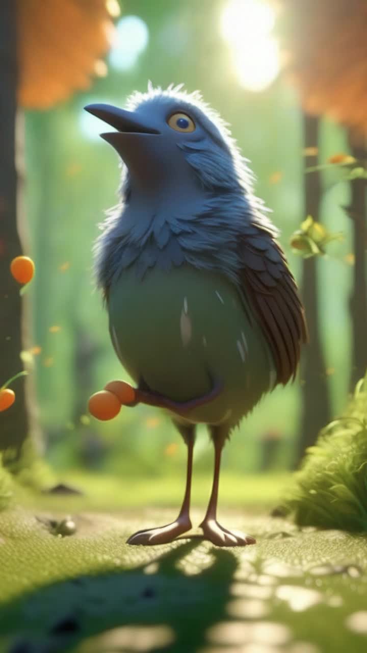 Little bird with vibrant feathers flutters gracefully through sunlit forest Bringing seed each day tenderly planting in soft earth Singing sweet melodies while nurturing fragile sprout Sunshine filtering through leafy canopy as spindly plant reaches upwards Joyful moments filled with life interrupted by cunning jackal Sneaky figure arrives with sly gaze ripping precious sprout from soil Heartbroken bird gazes at barren ground shedding tears of despair Summoning courage she calls on Tree Police with determination Flashing vehicle whizzes through forest arriving to restore balance Swift action ensues as jackal captured taken away to face justice