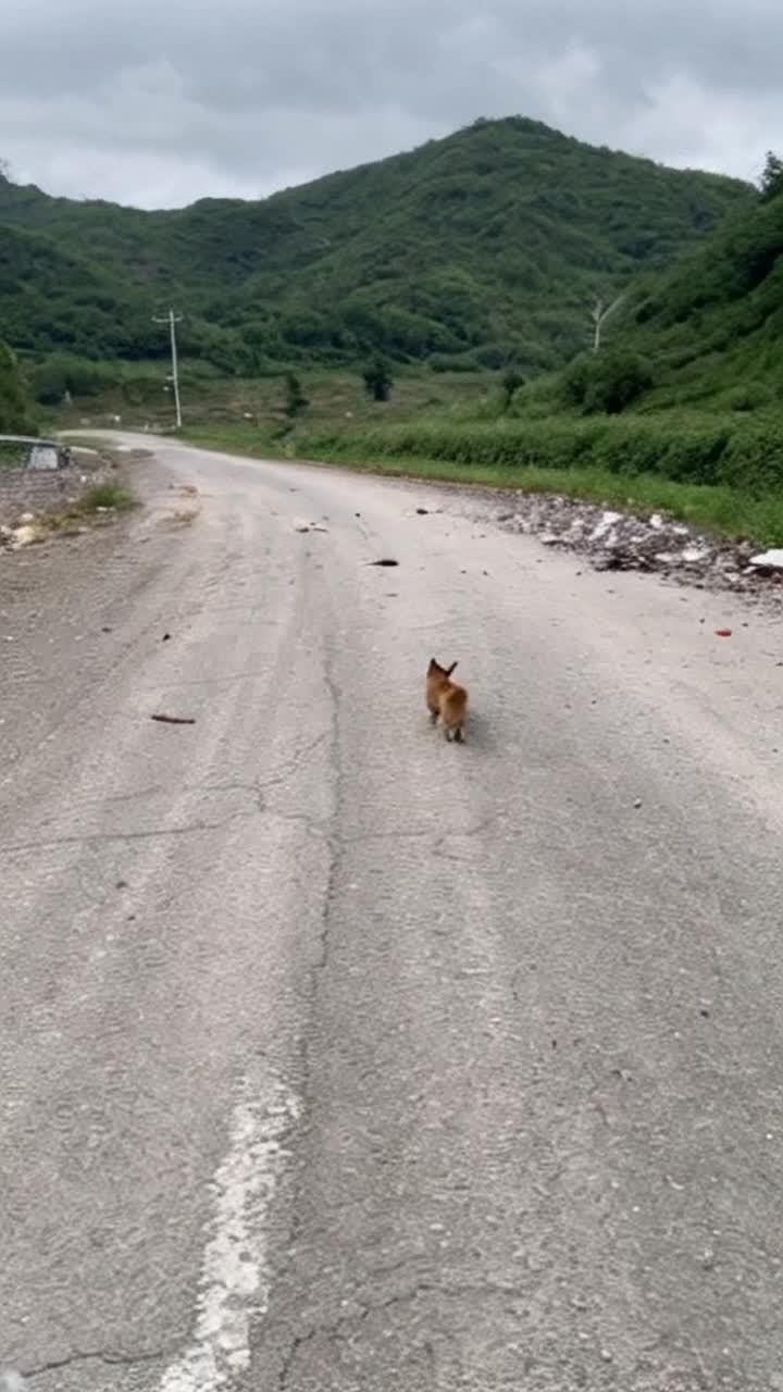 Dog running the road accident 